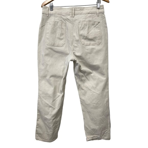 Time and Tru High Rise Utility Slim Jeans Womens 14 Cream Cotton Blend Carpenter - Picture 3 of 9